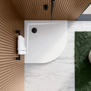 Sydney Low Profile Quadrant Gloss White Stone Shower Tray 800x800mm