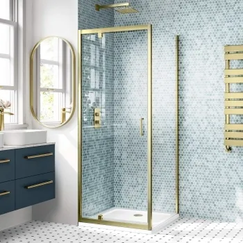 London Brushed Brass 6mm Pivot Shower Enclosure 800x800mm