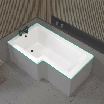 L Shaped 1500 Shower Bath - Left Handed