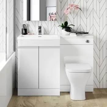 Trent Gloss White Combination Vanity Basin and Atlanta Toilet 1100mm - Left Handed