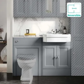 Monaco Dove Grey Combination Vanity Traditional Basin with Marble Top 1200mm (Excludes Pan & Cistern)