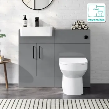 Harper Stone Grey Combination Vanity Basin & Miami Toilet 1000mm - Black Accents