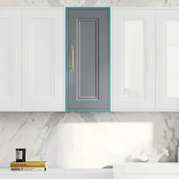 Dove Grey Wall Hung Cabinet 700x300mm - Brass Knurled Handles