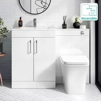 Mersey Gloss White Combination Vanity Basin and Houston Toilet 1100mm