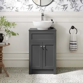 Milos Slate Grey Vanity with Mesa Basin 500mm - Chrome Handles