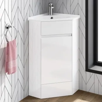 Trent Gloss White Corner Basin Vanity 400mm