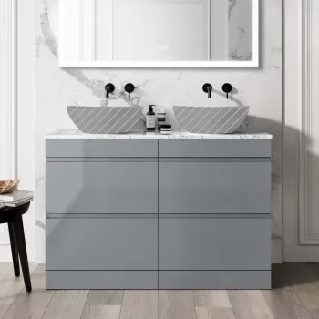 Trent Stone Grey Drawer with Marble Top 1200mm - Excludes Counter Top Basins
