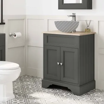 Lucia Graphite Grey Cabinet with Oak Effect Top 640mm - Excludes Counter Top Basin
