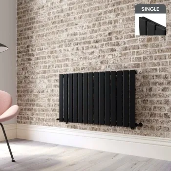 Faro Matt Black Single Flat Panel Horizontal Radiator 600x980mm