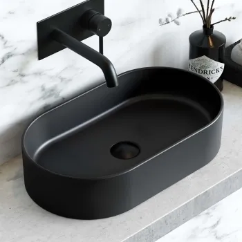 Dakota Matt Black Pill Counter Top Basin 525mm