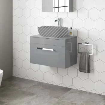 Avon Stone Grey Wall Hung Drawer 600mm - Excludes Counter Top Basin