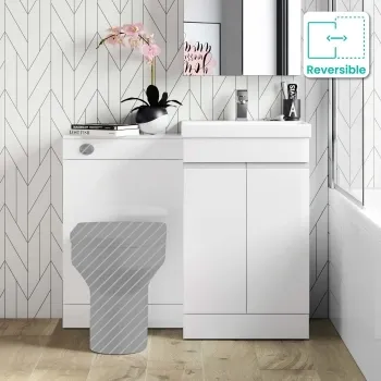 Trent Gloss White Basin Vanity and Back To Wall Unit 1000mm