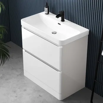 Corsica Gloss White Basin Drawer Vanity 800mm