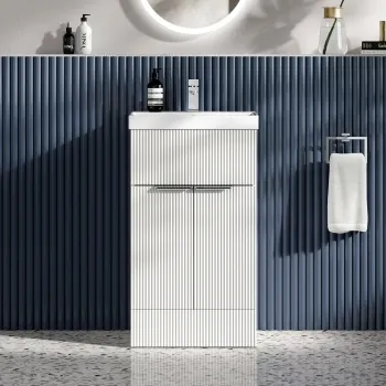 Havana Fluted Coastal White Basin Vanity 500mm - Chrome Handles