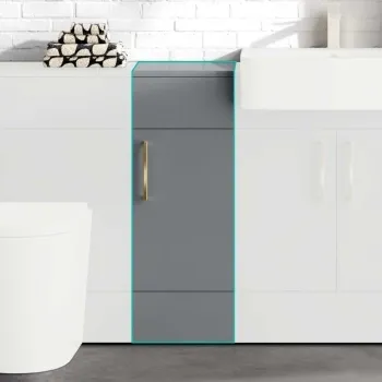 Harper Stone Grey Side Cabinet Unit 300mm - Brushed Brass Accents