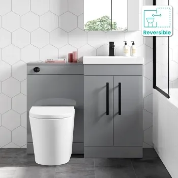 Avon Stone Grey Combination Vanity Basin and Boston Toilet 1000mm - Black Accents