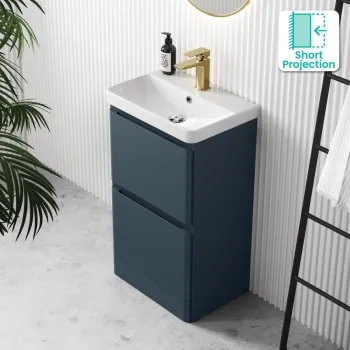 Corsica Inky Blue Slimline Basin Drawer Vanity 500mm