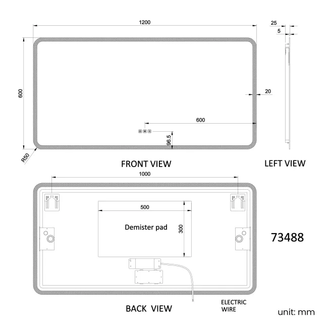 Jolie Illuminated LED Mirror With BLUETOOTH Speaker 600x1200mm