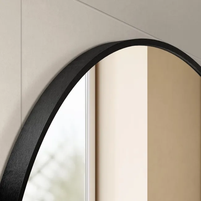 Essence Brushed Black Round Bathroom Mirror 1000mm
