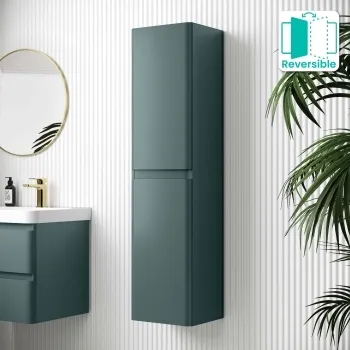 Midnight Green Wall Hung Tall Cabinet 1400x350mm