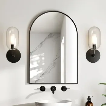 Rory Matt Black Arched Mirror 750x500mm