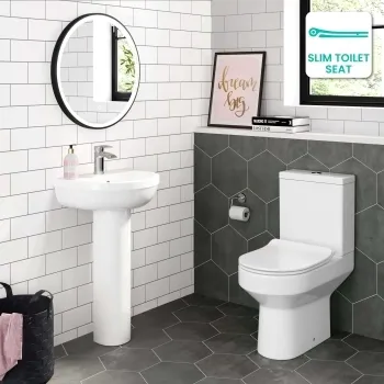 Denver Rimless Close Coupled Toilet & Pedestal Basin Set