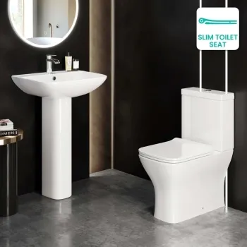 Atlanta Fully Back to Wall Close Coupled Toilet & Pedestal Basin Set