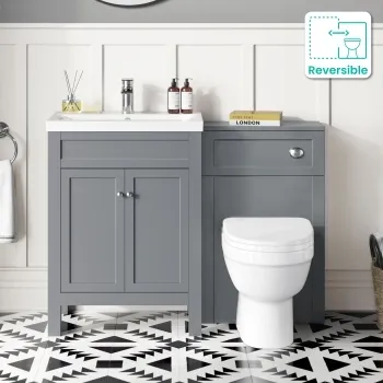 Bermuda Dove Grey Combination Vanity Basin and Seattle Toilet 1100mm