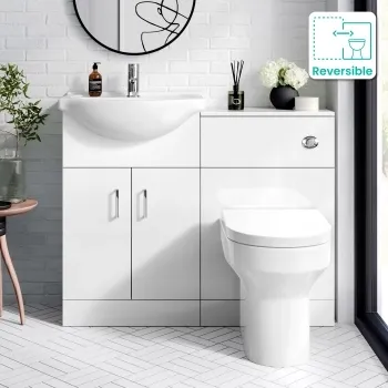Quartz Gloss White Combination Vanity Basin and Denver Toilet 1050mm