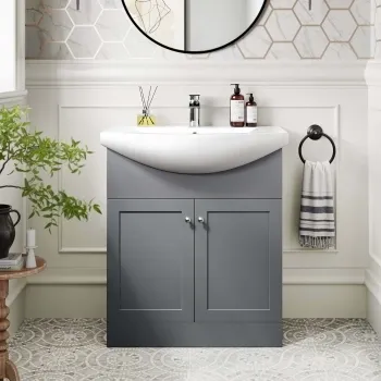 Capri Fog Grey Vanity with Semi Recessed Basin 750mm - Chrome Handles