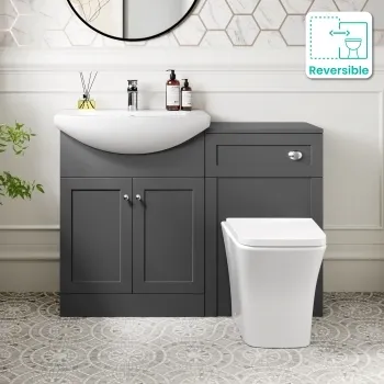 Capri Slate Grey Combination Vanity Basin and Houston Toilet 1150mm - Chrome Handles