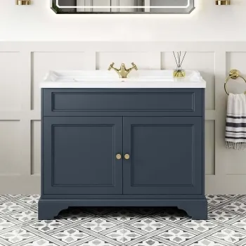 Lucia Inky Blue Basin Vanity 1030mm - Brushed Brass Accents