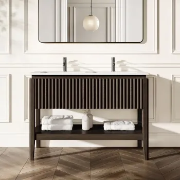 Maru Black Oak Wood Grain Vanity Unit 1200mm