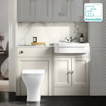 Monaco Chalk White Combination Vanity Traditional Basin with Marble Top & Atlanta Toilet 1200mm