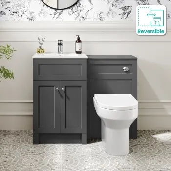 Milos Slate Grey Combination Vanity Basin and Denver Toilet 1000mm - Chrome Handles