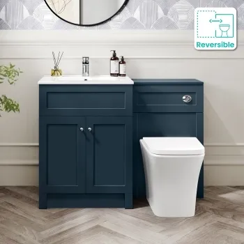 Milos Navy Blue Combination Vanity Basin and Houston Toilet 1100mm - Chrome Handles