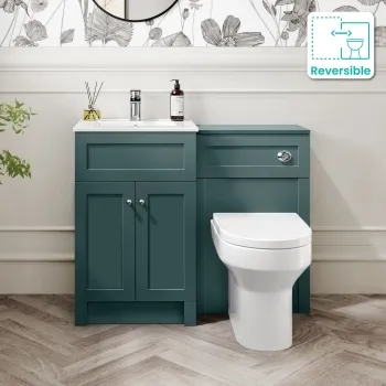 Milos Mystic Green Combination Vanity Basin and Denver Toilet 1000mm - Chrome Handles