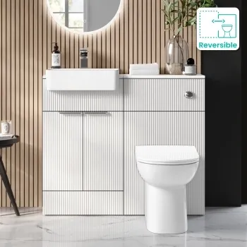 Sicily Fluted Coastal White Combination Vanity Basin and Aruba Toilet 1000mm - Chrome Handles