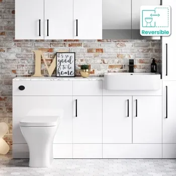 Harper Gloss White Combination Vanity Basin with Marble Top & Atlanta Toilet 1500mm - Black Accents