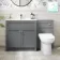 Milos Fog Grey Combination Vanity Basin and Aruba Toilet 1300mm - Chrome Handles