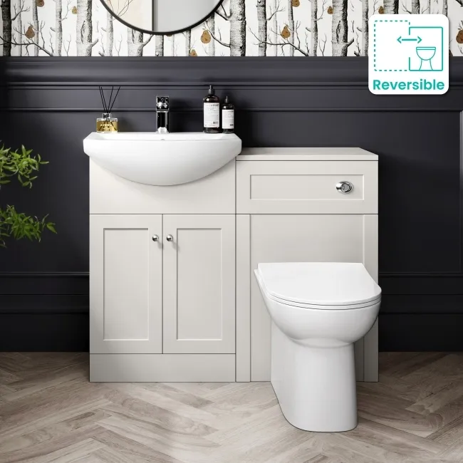 Capri Cotton White Combination Vanity Basin and Aruba Toilet 1050mm - Chrome Handles