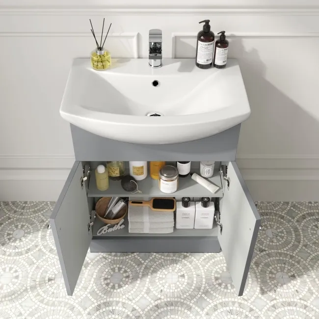 Capri Fog Grey Combination Vanity Basin and Aruba Toilet 1150mm - Chrome Handles