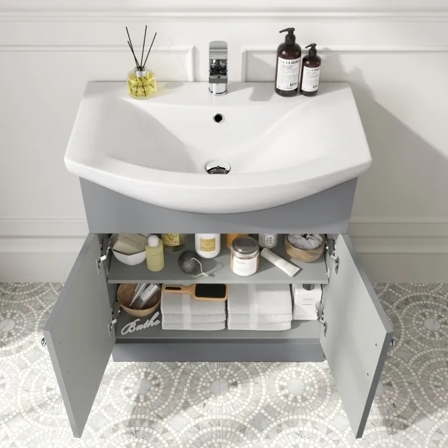 Capri Fog Grey Combination Vanity Basin and Aruba Toilet 1350mm - Chrome Handles