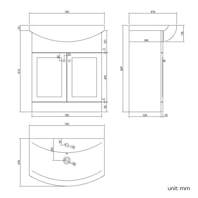 Capri Slate Grey Combination Vanity Basin and Aruba Toilet 1350mm - Chrome Handles