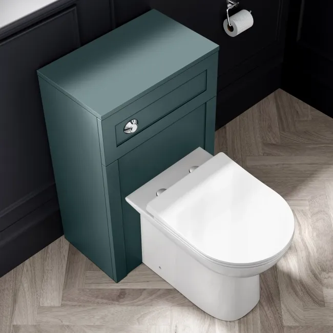 Capri Mystic Green Combination Vanity Basin and Aruba Toilet 1050mm - Chrome Handles