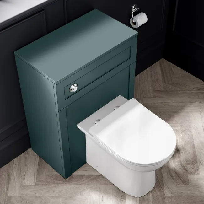 Capri Mystic Green Combination Vanity Basin and Aruba Toilet 1350mm - Chrome Handles