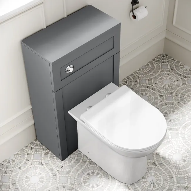 Milos Fog Grey Combination Vanity Basin and Aruba Toilet 1100mm - Chrome Handles