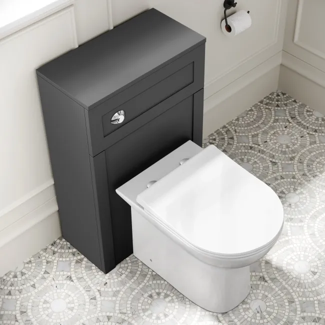 Milos Slate Grey Combination Vanity Basin and Aruba Toilet 1300mm - Chrome Handles