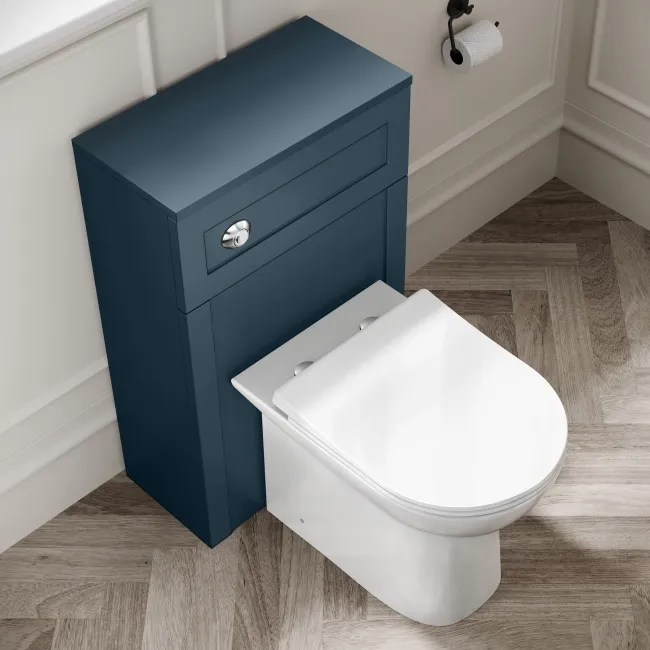 Milos Navy Blue Combination Vanity Basin and Aruba Toilet 1000mm - Chrome Handles