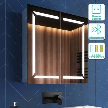 Haisley Illuminated LED Mirror Cabinet With BLUETOOTH Speaker 600x600mm